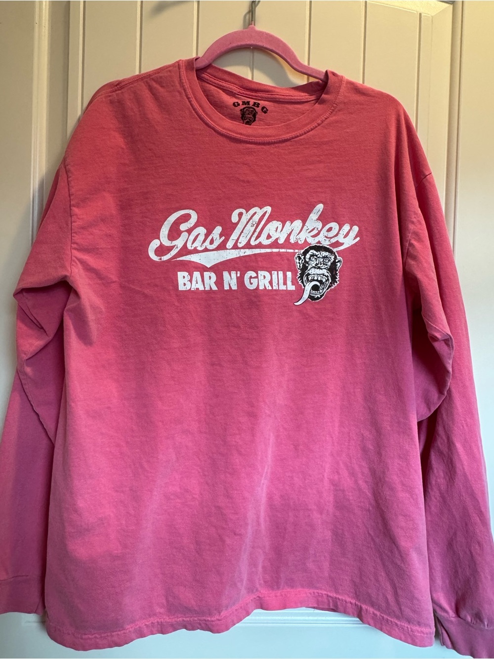 Gas Monkey Bar N' Grill Men's Long Sleeve Tee - Pink